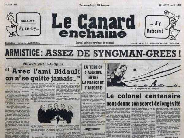 N° 1703 du Canard Enchaîné -  10 Juin 1953