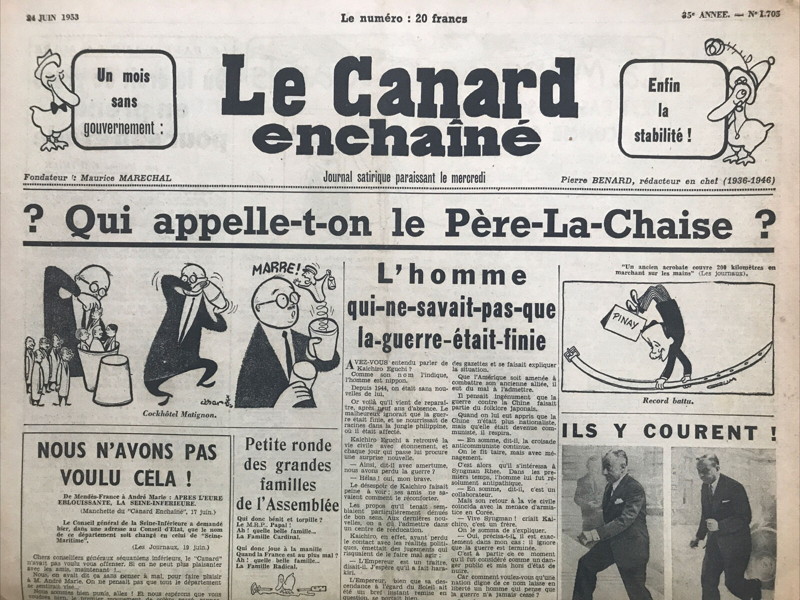 Couac ! | Acheter un Canard | Vente d'Anciens Journaux du Canard Enchaîné. Des Journaux Satiriques de Collection, Historiques & Authentiques de 1916 à 2004 ! | 1705