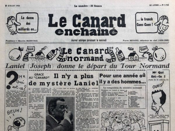 N° 1706 du Canard Enchaîné -  1 Juillet 1953