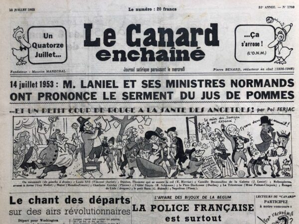 N° 1708 du Canard Enchaîné -  15 Juillet 1953
