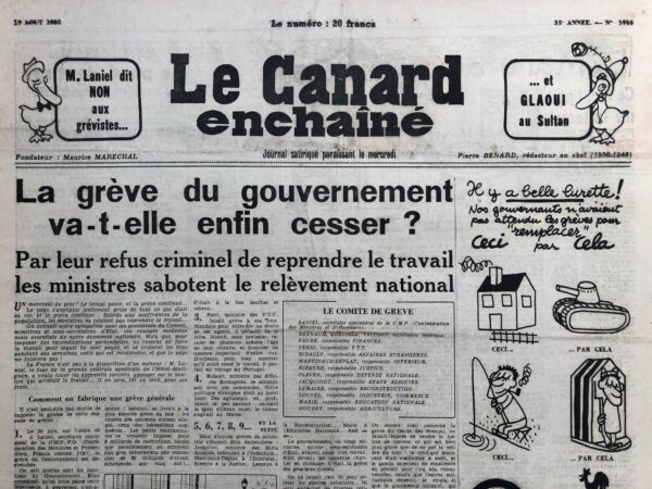 N° 1713 du Canard Enchaîné -  19 Août 1953