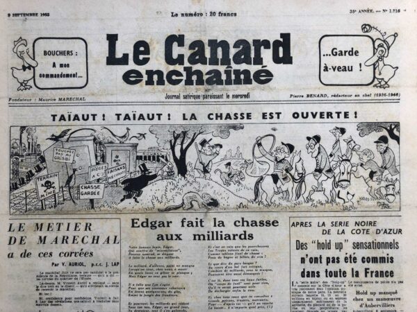 N° 1716 du Canard Enchaîné -  9 Septembre 1953