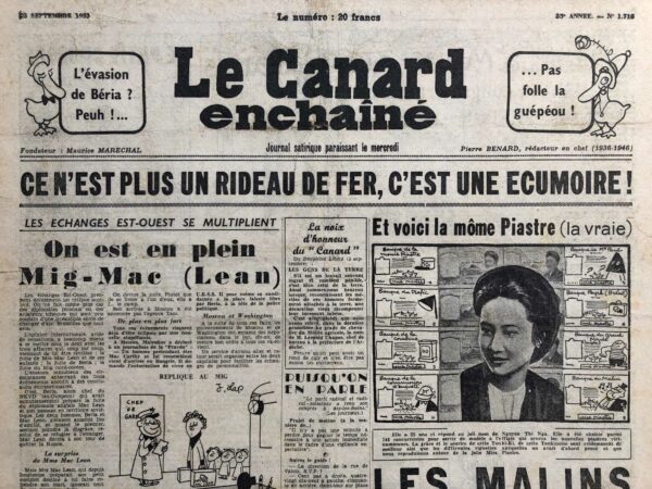 N° 1718 du Canard Enchaîné -  23 Septembre 1953