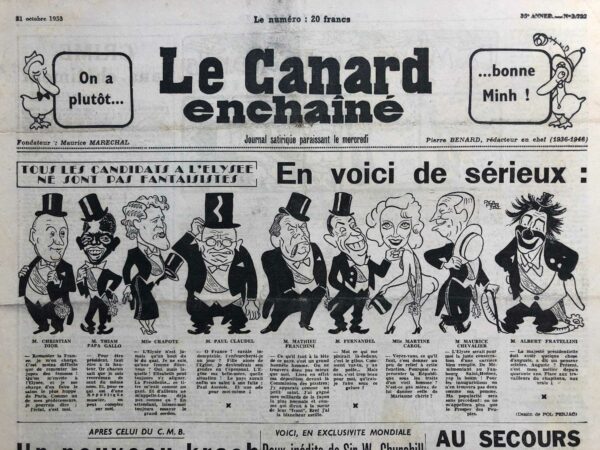 N° 1722 du Canard Enchaîné -  21 Octobre 1953