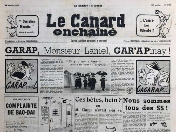 N° 1723 du Canard Enchaîné -  28 Octobre 1953