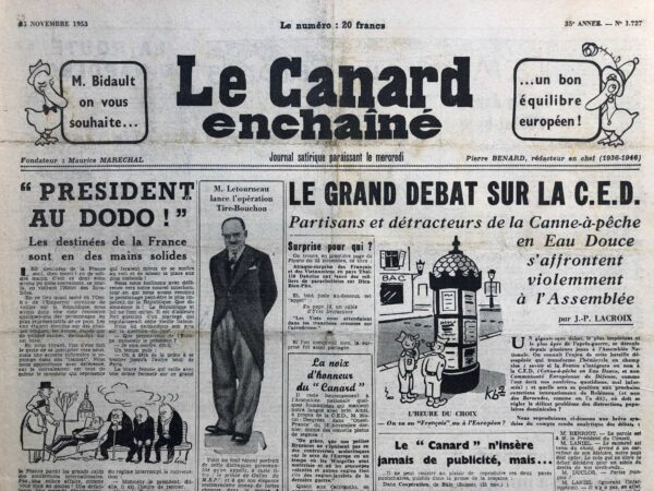 N° 1727 du Canard Enchaîné -  25 Novembre 1953