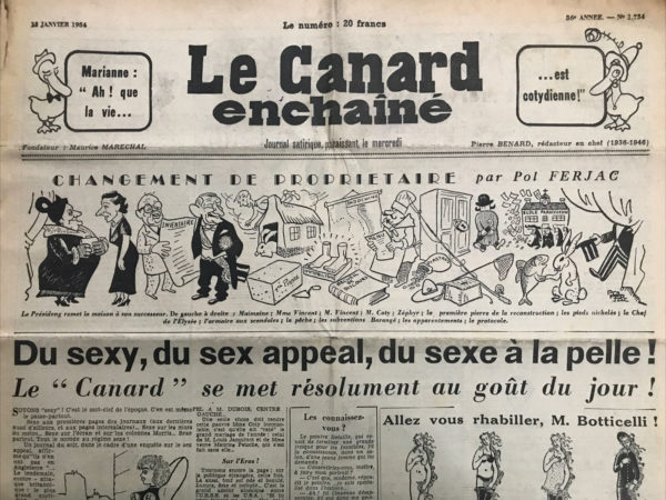 N° 1734 du Canard Enchaîné -  13 Janvier 1954