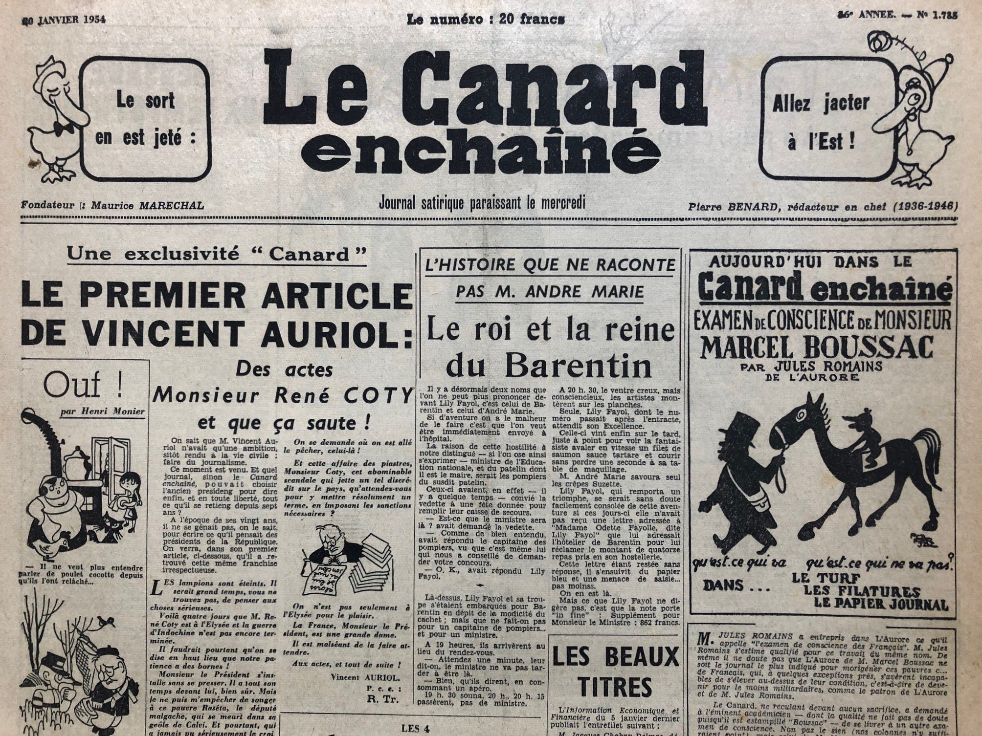 Couac ! | Acheter un Canard | Vente d'Anciens Journaux du Canard Enchaîné. Des Journaux Satiriques de Collection, Historiques & Authentiques de 1916 à 2004 ! | 1735 1