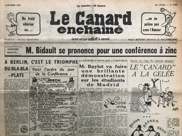 N° 1737 du Canard Enchaîné -  3 Février 1954