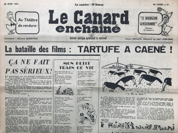 N° 1744 du Canard Enchaîné -  24 Mars 1954