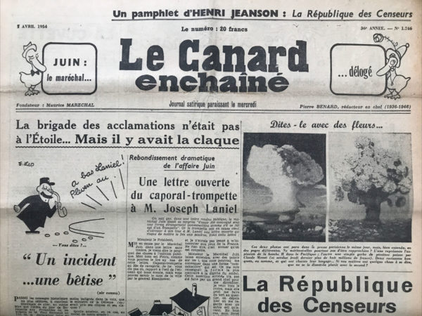 N° 1746 du Canard Enchaîné -  7 Avril 1954