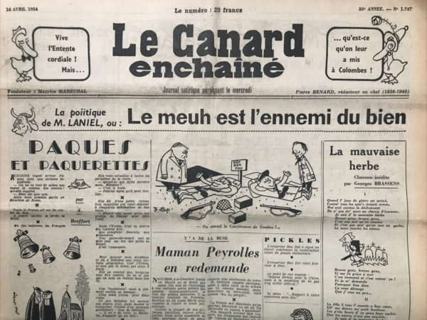 N° 1747 du Canard Enchaîné -  14 Avril 1954