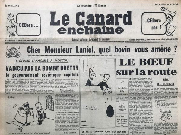 N° 1748 du Canard Enchaîné -  21 Avril 1954
