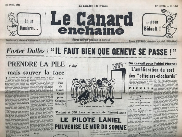 N° 1749 du Canard Enchaîné -  28 Avril 1954