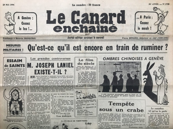 N° 1752 du Canard Enchaîné -  19 Mai 1954