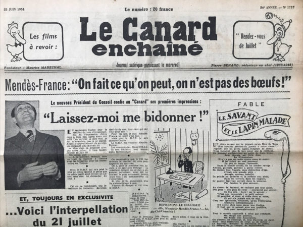 N° 1757 du Canard Enchaîné -  23 Juin 1954