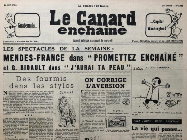 N° 1758 du Canard Enchaîné -  30 Juin 1954