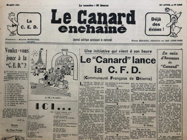 N° 1765 du Canard Enchaîné -  18 Août 1954