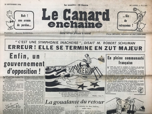 N° 1767 du Canard Enchaîné -  1 Septembre 1954