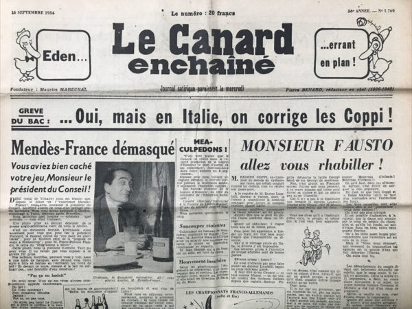 N° 1769 du Canard Enchaîné -  15 Septembre 1954