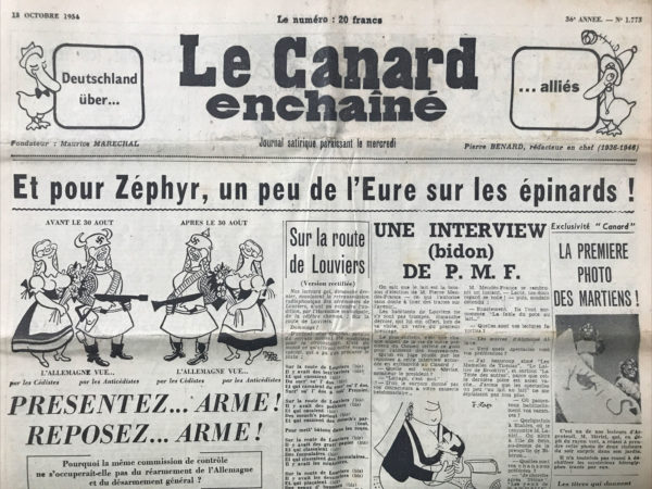 N° 1773 du Canard Enchaîné -  13 Octobre 1954