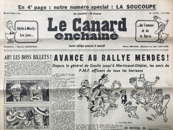 N° 1774 du Canard Enchaîné -  20 Octobre 1954