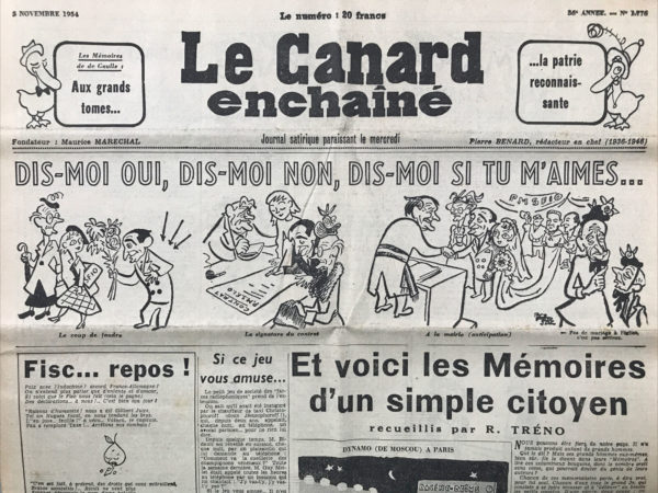 N° 1776 du Canard Enchaîné -  3 Novembre 1954