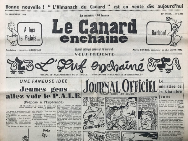 N° 1777 du Canard Enchaîné -  10 Novembre 1954