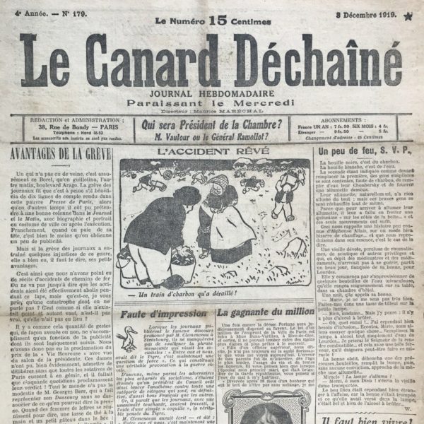 N° 179 du Canard Enchaîné -  3 Décembre 1919
