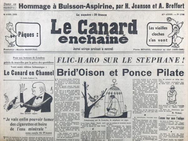 N° 1798 du Canard Enchaîné -  6 Avril 1955