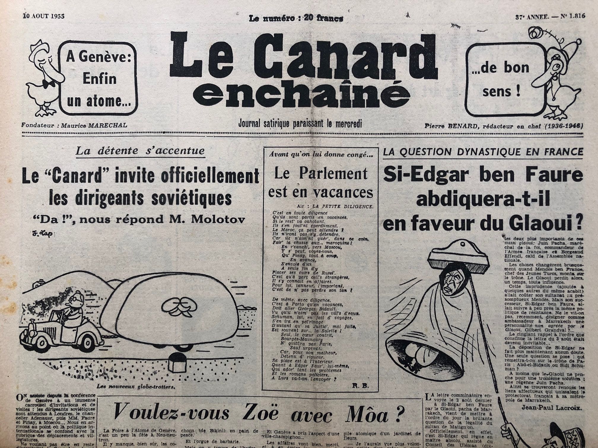 Couac ! | Acheter un Canard | Vente d'Anciens Journaux du Canard Enchaîné. Des Journaux Satiriques de Collection, Historiques & Authentiques de 1916 à 2004 ! | 1816 1