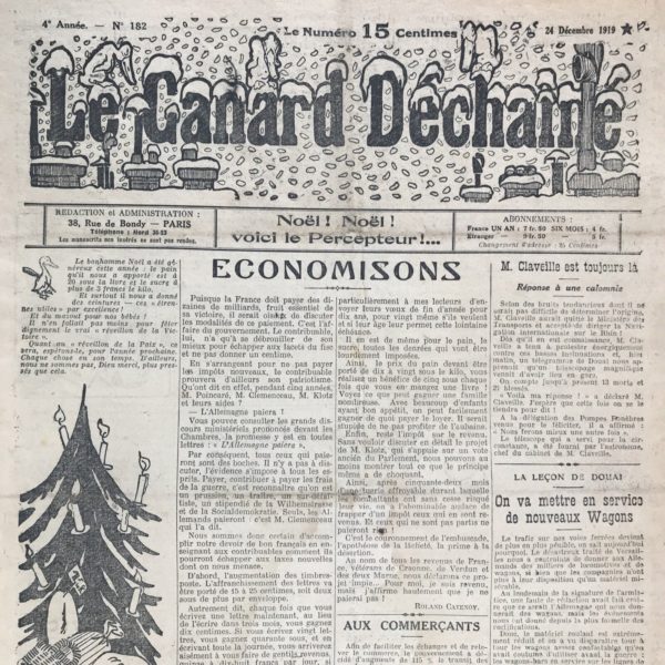 N° 182 du Canard Enchaîné -  24 Décembre 1919