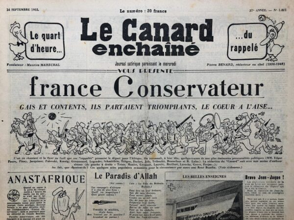N° 1821 du Canard Enchaîné -  14 Septembre 1955