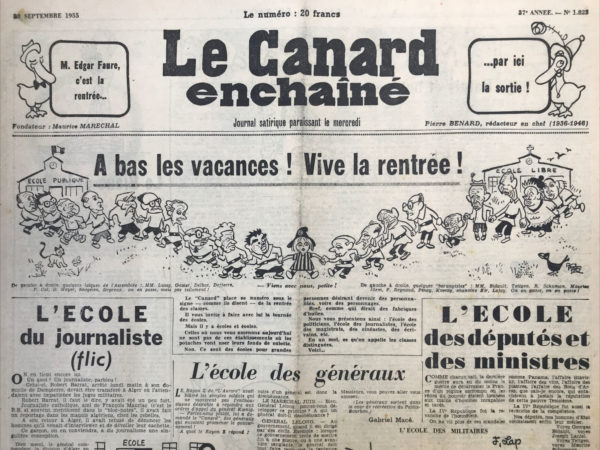 N° 1823 du Canard Enchaîné -  28 Septembre 1955