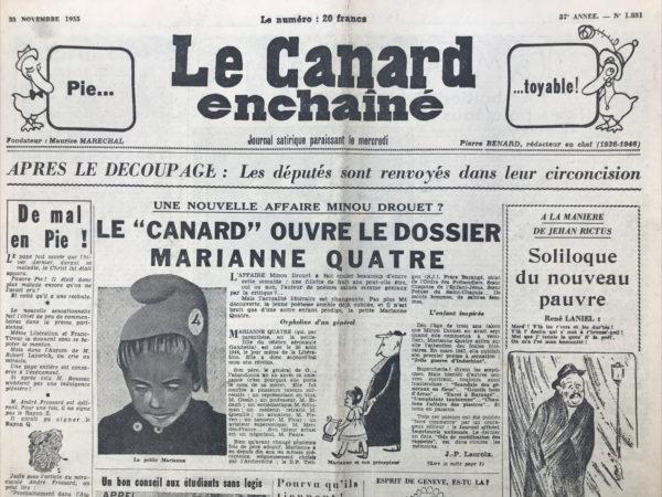 N° 1831 du Canard Enchaîné -  23 Novembre 1955