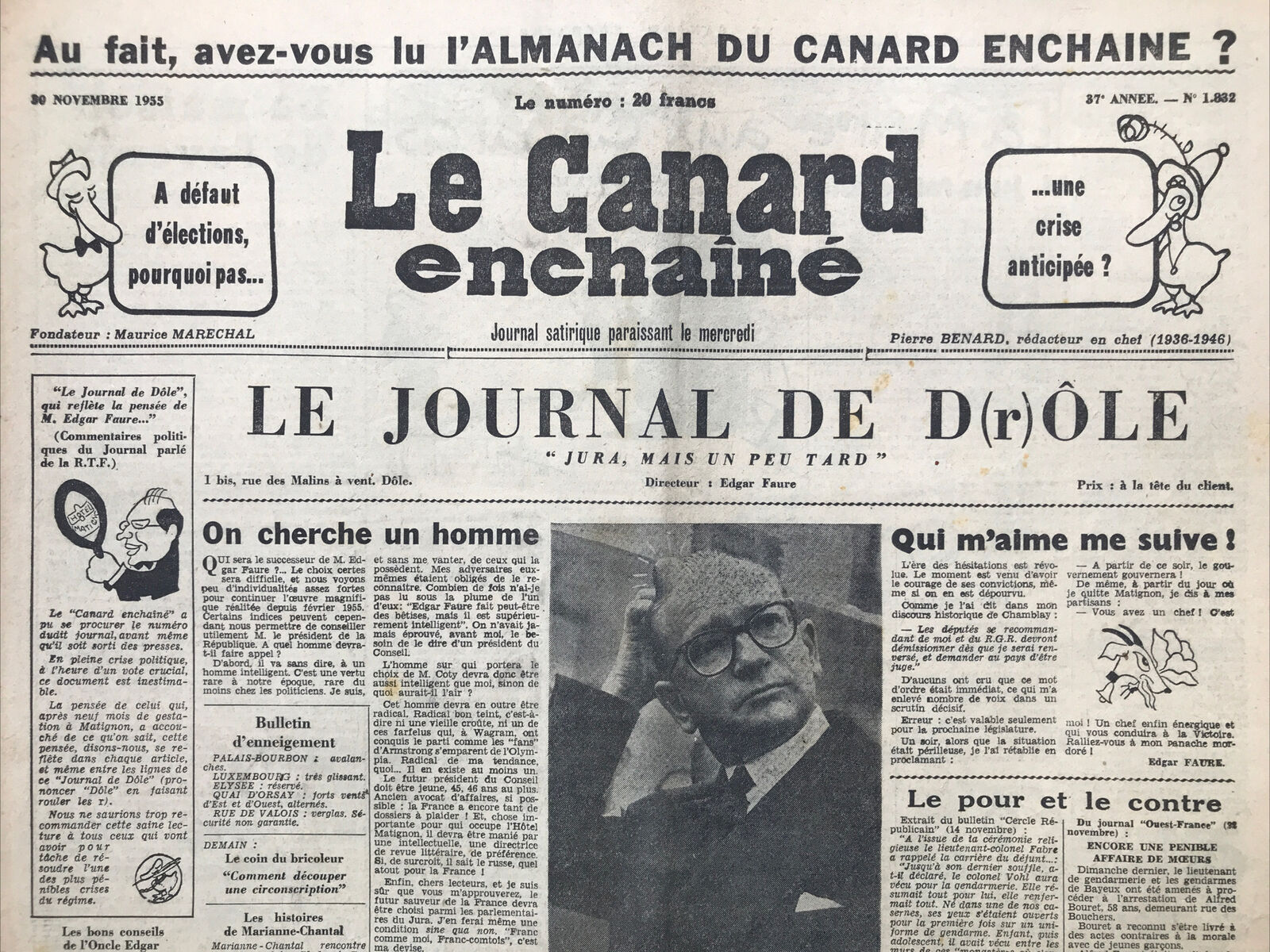 Couac ! | Acheter un Canard | Vente d'Anciens Journaux du Canard Enchaîné. Des Journaux Satiriques de Collection, Historiques & Authentiques de 1916 à 2004 ! | 1832