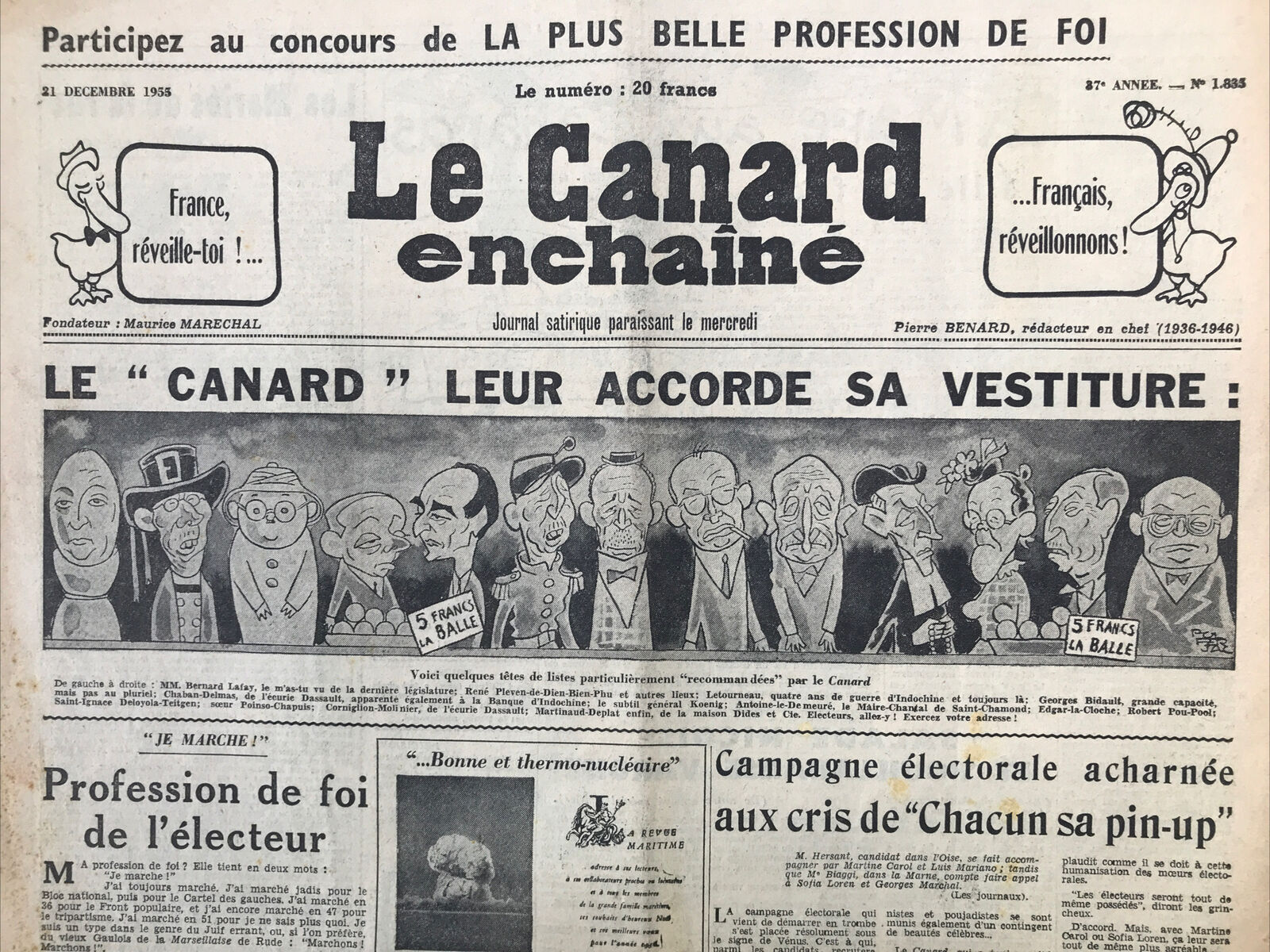 Couac ! | Acheter un Canard | Vente d'Anciens Journaux du Canard Enchaîné. Des Journaux Satiriques de Collection, Historiques & Authentiques de 1916 à 2004 ! | 1835