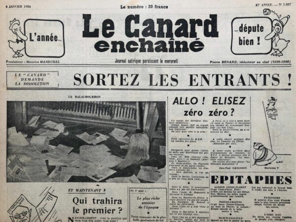 N° 1837 du Canard Enchaîné -  4 Janvier 1956