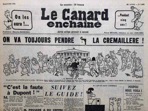 N° 1839 du Canard Enchaîné -  18 Janvier 1956