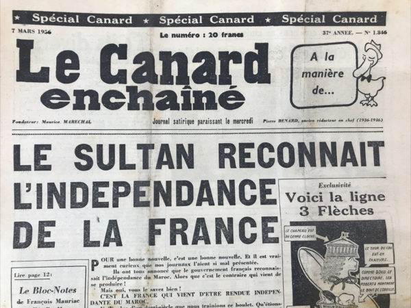 N° 1846 du Canard Enchaîné -  7 Mars 1956
