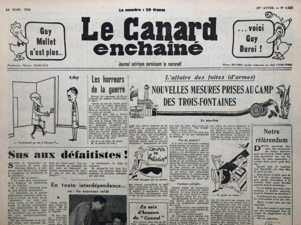 N° 1847 du Canard Enchaîné -  14 Mars 1956