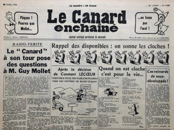 N° 1849 du Canard Enchaîné -  28 Mars 1956