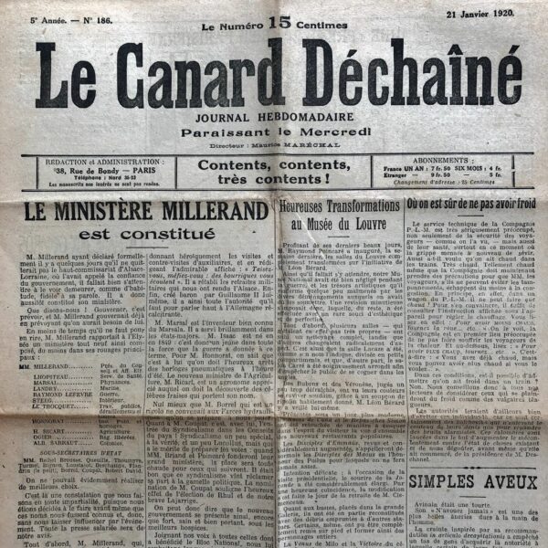 N° 186 du Canard Enchaîné -  21 Janvier 1920