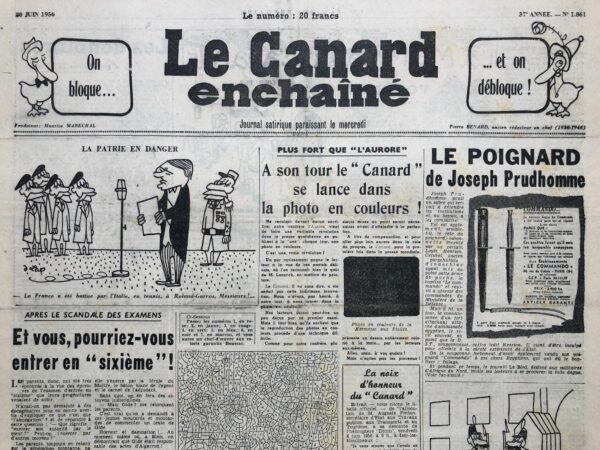 N° 1861 du Canard Enchaîné -  20 Juin 1956