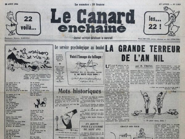 N° 1869 du Canard Enchaîné -  15 Août 1956