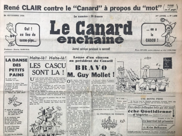 N° 1875 du Canard Enchaîné -  26 Septembre 1956