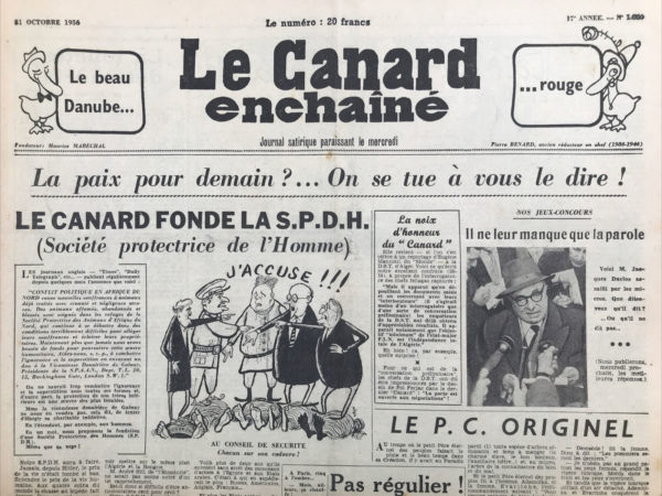 N° 1880 du Canard Enchaîné -  31 Octobre 1956