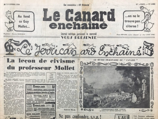 N° 1884 du Canard Enchaîné -  28 Novembre 1956