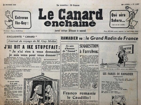N° 1897 du Canard Enchaîné -  27 Février 1957