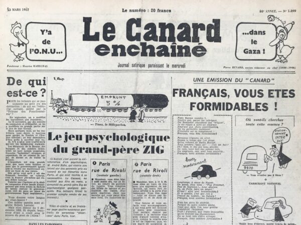 N° 1899 du Canard Enchaîné -  13 Mars 1957